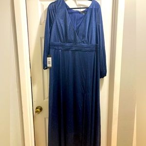 Ever Pretty Navy Glitter A-line dress with slit.